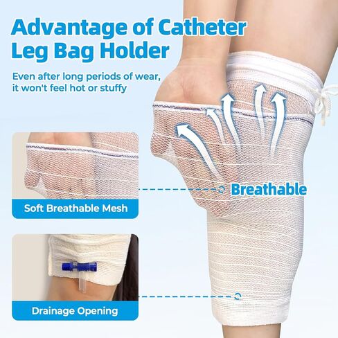 Catheter Leg Bags Holder with 2PCS, Catheter Stabilization Device for Men or Women, Drawstring Design to Secure Urine Bags for Legs(Medium Size) in Saudi Arabia
