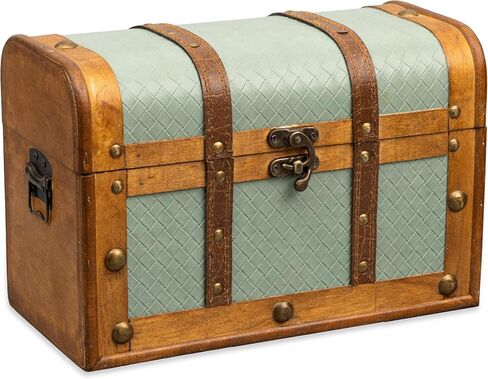 Wooden Treasure Chest Box with Removable Tray, Decorative Keepsake Storage Chest for Organizing Jewelry, Pirate Collectibles, Memorabilia, Trinkets & Vintage Home Décor Items (Large - 14x8x10 in) in Saudi Arabia