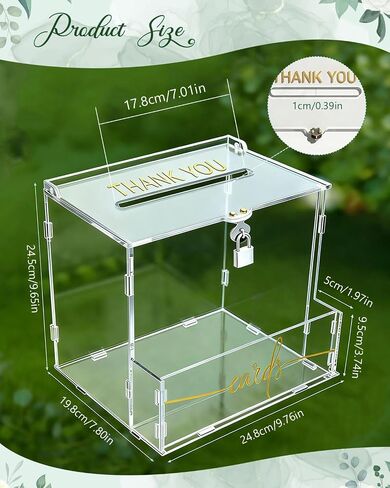 Wedding Card Box, Clear Acrylic Card Box for Wedding, Large Keepsake Holder with Flower Trough & Secure Lock, Party Decorations & Gift Money Collection for Graduation, Baby Shower, Birthday in Saudi Arabia