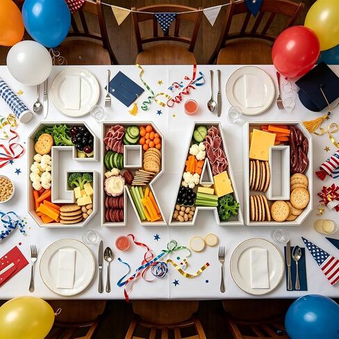 2026 Fillable Charcuterie Number Box Set, 11.8" Paperboard Serving Trays, Food Display Decor for Graduation, New Year, Birthday & Anniversary Party (Letters) in Saudi Arabia