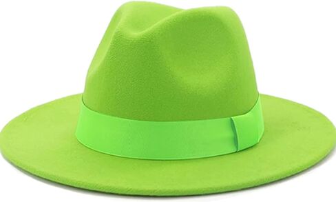 Men's Women's Wide Brim Fedora Hats with Ribbon Panama Felt Cap, British Style Vintage Flat Brimmed Jazz Hat in Saudi Arabia