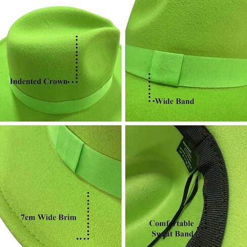 Men's Women's Wide Brim Fedora Hats with Ribbon Panama Felt Cap, British Style Vintage Flat Brimmed Jazz Hat in Kuwait