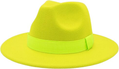 Men's Women's Wide Brim Fedora Hats with Ribbon Panama Felt Cap, British Style Vintage Flat Brimmed Jazz Hat in Kuwait