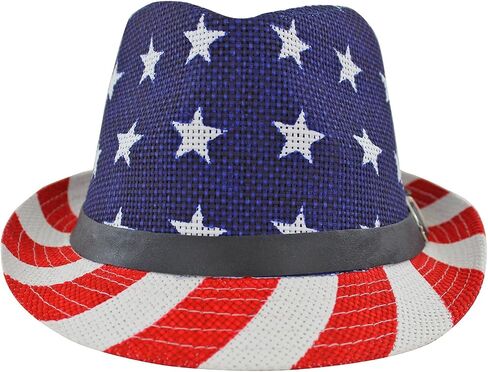 Luxury Divas American Flag Summer Straw Woven Fedora Hat Red in Kuwait