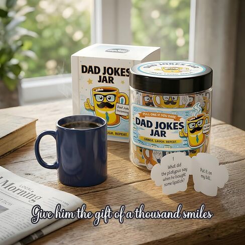 Dad Jokes Jar – Funny Dad Joke Cards For Dad, Dad Joke Jar For Dad Birthday, Fun Dad Jokes Cards for Men, Birthday Gifts for Husband, Grandpa, Father in Law, Gift for Papa in Saudi Arabia