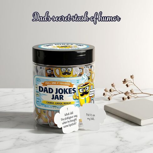 Dad Jokes Jar – Funny Dad Joke Cards For Dad, Dad Joke Jar For Dad Birthday, Fun Dad Jokes Cards for Men, Birthday Gifts for Husband, Grandpa, Father in Law, Gift for Papa in Saudi Arabia