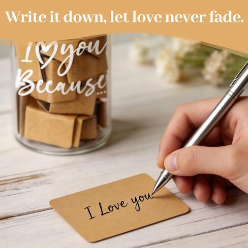 Reasons Why I Love You Jar 100 Love Notes for Him Her Memory Jar with Note Cards Cute Bf Gift Ideas Things for Date Night, Valentines Day, Birthday Message in A Bottle Kit Stuff for Bf Gf Boyfriend in Kuwait