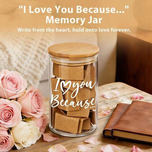 Reasons Why I Love You Jar 100 Love Notes for Him Her Memory Jar with Note Cards Cute Bf Gift Ideas Things for Date Night, Valentines Day, Birthday Message in A Bottle Kit Stuff for Bf Gf Boyfriend in Kuwait