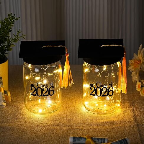 Graduation Centerpieces for Tables Decorations 2026, 2 Pcs Mason Jar with Cap for High School College Graduation Party Gifts in Saudi Arabia