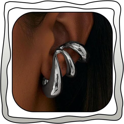 Chunky Gold Silver Ear Cuff for Women Punk C-shaped Non Piercing Clip Cuff Earrings Trendy Thick Metal Jewelry in Saudi Arabia