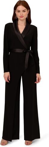 Adrianna Papell Jersey Combo Tuxedo Jumpsuit, Black in Kuwait