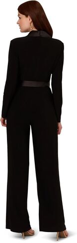 Adrianna Papell Jersey Combo Tuxedo Jumpsuit, Black in Kuwait