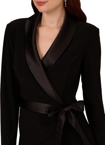 Adrianna Papell Jersey Combo Tuxedo Jumpsuit, Black in Kuwait