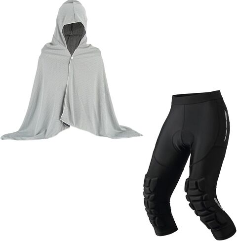 UV Protection Ice Silk Hoodie Towel & 3D Slim Cycling Capris Pants Outdoor Workout Combo in Kuwait