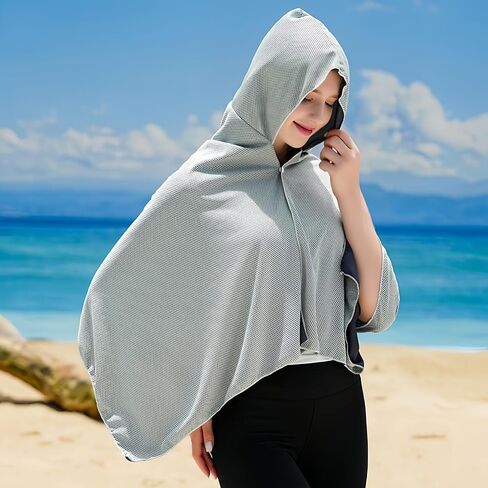 UV Protection Ice Silk Hoodie Towel & 3D Slim Cycling Capris Pants Outdoor Workout Combo in Kuwait