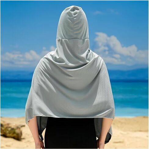 UV Protection Ice Silk Hoodie Towel & 3D Slim Cycling Capris Pants Outdoor Workout Combo in Kuwait