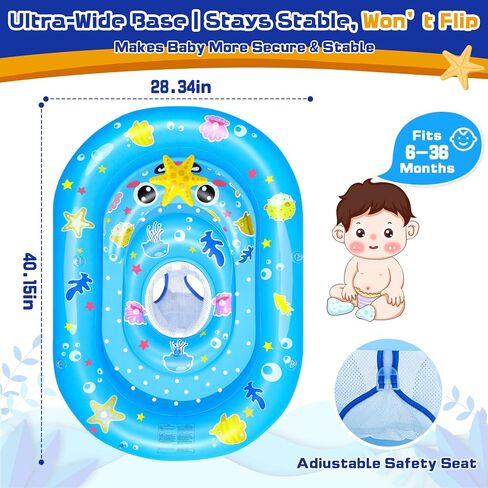 Baby Pool Float with Canopy UPF50+, Baby Float with Canopy, Infant Swim Circle for 6-36 Months, Baby Swimming Float with Adjustable Safety Seat for Boys and Girls in Saudi Arabia