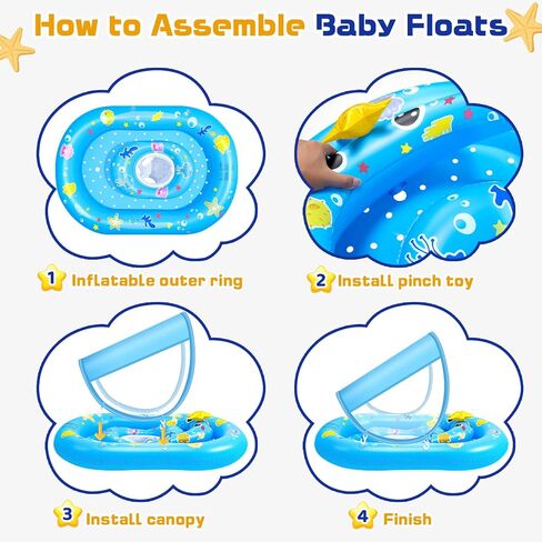 Baby Pool Float with Canopy UPF50+, Baby Float with Canopy, Infant Swim Circle for 6-36 Months, Baby Swimming Float with Adjustable Safety Seat for Boys and Girls in Saudi Arabia