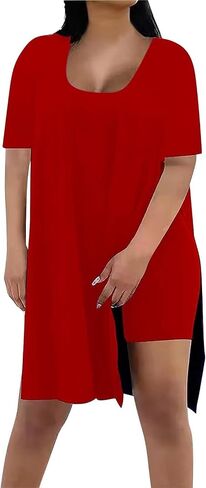 Women Plus Size 2 Piece Outfits Short Sleeve Tunic Tops And Skinny Biker Shorts Sets Tracksuits 2Pcs Lounge in Saudi Arabia