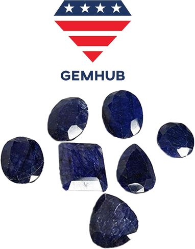 Gemhub الياقوت الأزرق الطبيعي أحجار كريمة مفكوكة لصنع المجوهرات 100.00 قيراط قلادة الأحجار الكريمة للنساء-مجموعة 7 قطعة in Kuwait
