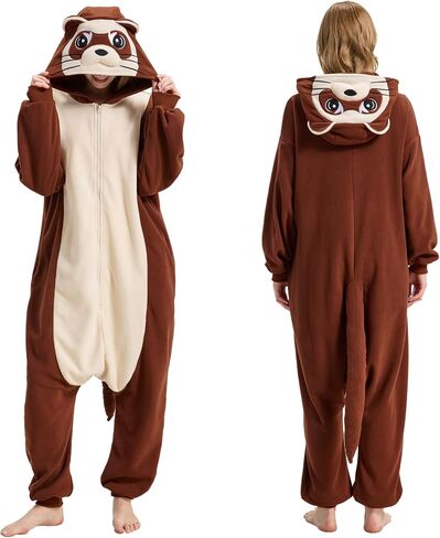 Adult Ferret Onesie Pajamas Animal Cosplay Costume Halloween One-Piece Jumpsuit for Women Men in Saudi Arabia
