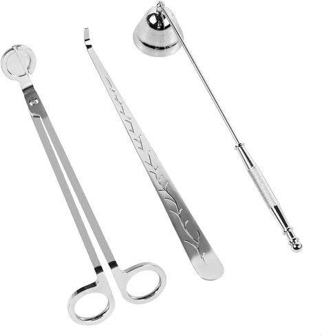 3 in 1 Candle Accessory Set Included Stainless Steel Candle Wick Trimmer,Candle Snuffer,Candle Wick Dipper, Candle Cutter Tool Kit, Silver - 3 Pcs Set in Kuwait