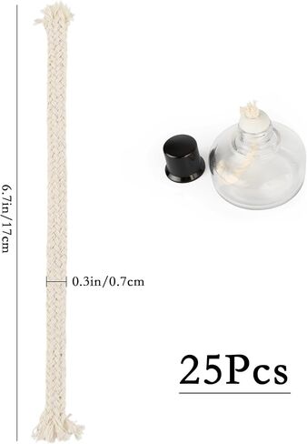 25 PCS 1/4" Oil Lamp Wicks Round Cotton Kerosene Oil Lamp Long Wicks Burner Lamp Wicks Replacement for Oil Lamp Candle Lamp Burner Kerosene Lantern in Saudi Arabia