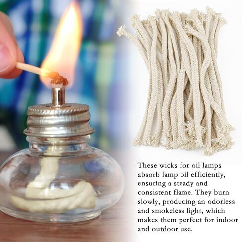 25 PCS 1/4" Oil Lamp Wicks Round Cotton Kerosene Oil Lamp Long Wicks Burner Lamp Wicks Replacement for Oil Lamp Candle Lamp Burner Kerosene Lantern in Saudi Arabia