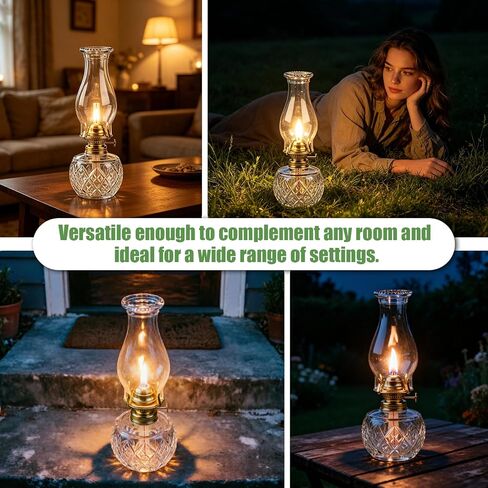 2PCS Oil Lamp Chimney Replacement, 3 Inch x 8 Inch Kerosene Lamp Globe with Foot Oil Lamp Wick,Clear Glass Oil Lamps Globe, Crimped Top Hurricane Lamp Shade Cover,Glass Chimney for Oil Lamps in Saudi Arabia