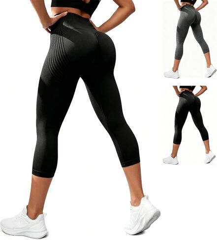VOYOCUGE Capri Leggings Anti Cellulite Compression 3D Leggings Women Butt Lifting Tummy Control with Resistance Bands in Saudi Arabia
