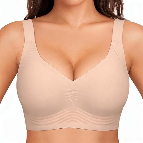 Jelly Wireless Bra Deep V Push Up Seamless T-Shirt Comfortable Plunge No Underwire Bras with Adjustable Straps Everyday Bras in Saudi Arabia
