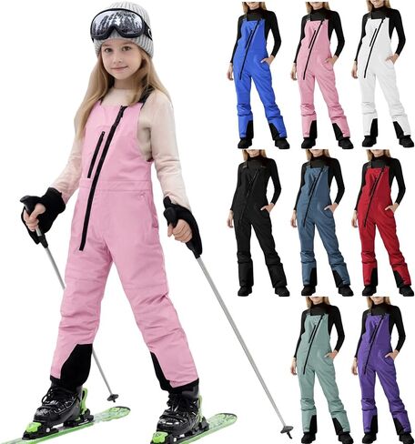 Youth Snow Bibs Waterproof Insulated Ski Bib Overalls Girls Boys Snowboarding Athletic Snow Pants Multi Pockets Ski Jumpsuits in Kuwait