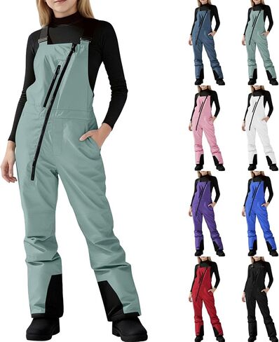 Youth Snow Bibs Waterproof Insulated Ski Bib Overalls Girls Boys Snowboarding Athletic Snow Pants Multi Pockets Ski Jumpsuits in Kuwait