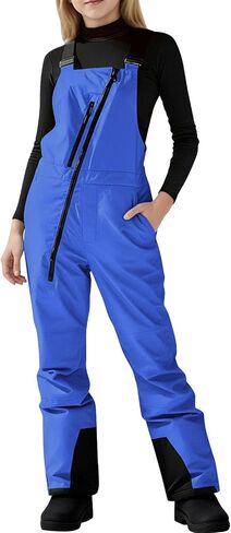 Girls Snow Bibs Waterproof Insulated Ski Pants Kids Adjustable Strap Snowboard Overalls Multi Pockets Winter Snowsuit in Kuwait