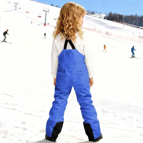 Girls Snow Bibs Waterproof Insulated Ski Pants Kids Adjustable Strap Snowboard Overalls Multi Pockets Winter Snowsuit in Kuwait