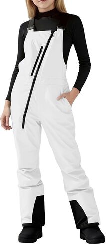 Girls Snow Bibs Waterproof Insulated Ski Pants Kids Adjustable Strap Snowboard Overalls Multi Pockets Winter Snowsuit in Kuwait