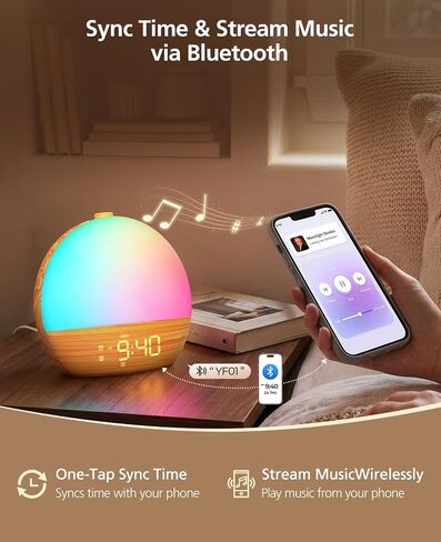 Sunrise Alarm Clock with Sound Machine for Bedroom, Wake Up Light Sunrise Alarm Clock for Bedroom Baby with Bluetooth, 30 White Noise Sounds, Dual Alarms,17 Lighting, 20 Brightness Levels in Saudi Arabia
