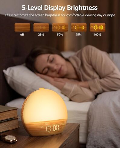 Sunrise Alarm Clock with Sound Machine for Bedroom, Wake Up Light Sunrise Alarm Clock for Bedroom Baby with Bluetooth, 30 White Noise Sounds, Dual Alarms,17 Lighting, 20 Brightness Levels in Saudi Arabia