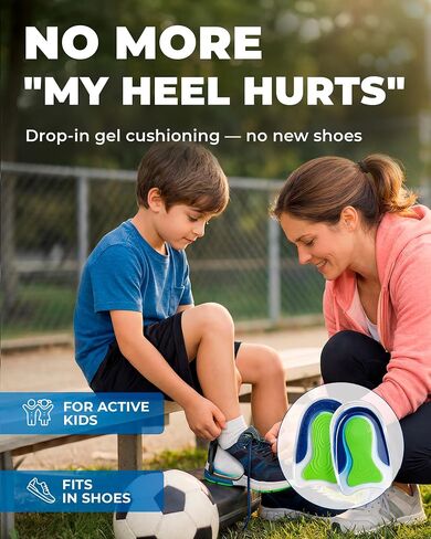 BloomLab Kids Gel Heel Cups, Shock-Absorbing Non-Slip Heel Cushions for Cleats, Sneakers & School Shoes, Low-Profile Gel Heel Inserts, 1 Pair (2 Heel Cups) in Saudi Arabia