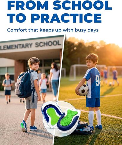 BloomLab Kids Gel Heel Cups, Shock-Absorbing Non-Slip Heel Cushions for Cleats, Sneakers & School Shoes, Low-Profile Gel Heel Inserts, 1 Pair (2 Heel Cups) in Saudi Arabia