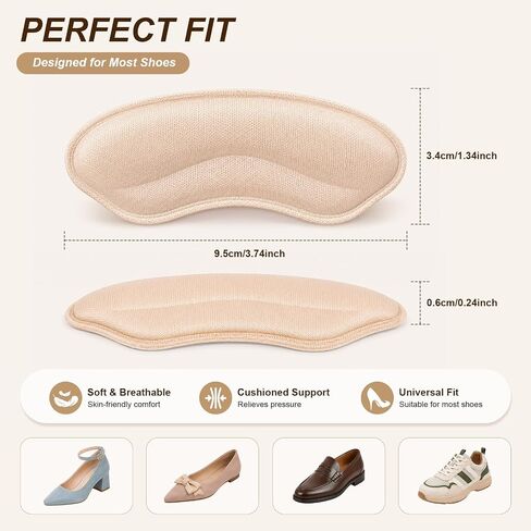 12 Pcs Heel Grips for Loose Shoes & Shoes Too Big, Shoe Inserts for Women Men, Soft Foam Heel Pads, Anti Slip Back of Shoe Cushions to Prevent Heel Slip, Blisters & Pain Relief in Kuwait