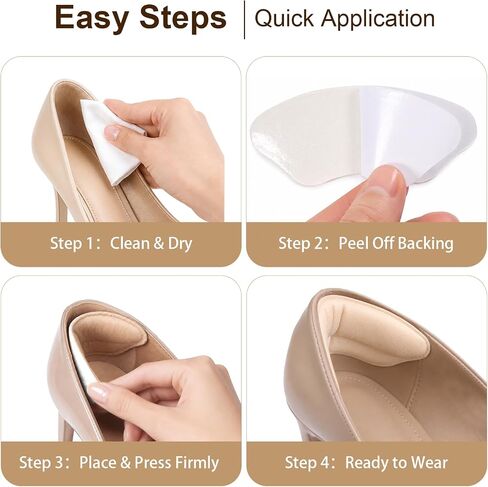 12 Pcs Heel Grips for Loose Shoes & Shoes Too Big, Shoe Inserts for Women Men, Soft Foam Heel Pads, Anti Slip Back of Shoe Cushions to Prevent Heel Slip, Blisters & Pain Relief in Kuwait