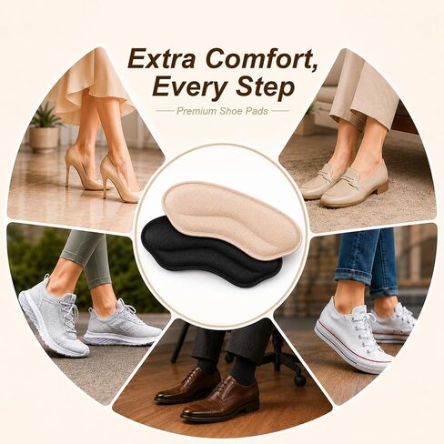 12 Pcs Heel Grips for Loose Shoes & Shoes Too Big, Shoe Inserts for Women Men, Soft Foam Heel Pads, Anti Slip Back of Shoe Cushions to Prevent Heel Slip, Blisters & Pain Relief in Kuwait
