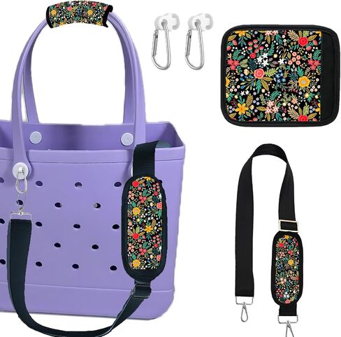 Strap Wrap For Bogg Bag,Shoulder Straps For Bogg Bag Accessories Travel Handle Buttons Handle Wrap Cover For Handing Bags Accessories For Women (Flower) in Kuwait