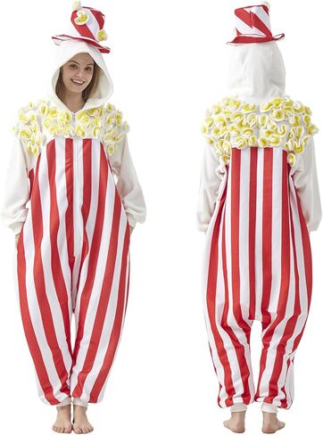 Adult Food Costume - Corn Popcorn Candy Corn Halloween Onesie Pajamas Cosplay One-Piece Jumpsuit for Women Men in Saudi Arabia