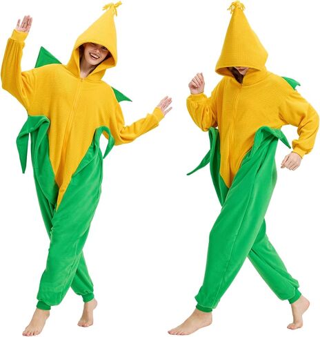Adult Food Costume - Corn Popcorn Candy Corn Halloween Onesie Pajamas Cosplay One-Piece Jumpsuit for Women Men in Saudi Arabia