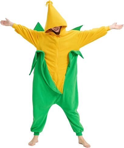 Adult Food Costume - Corn Popcorn Candy Corn Halloween Onesie Pajamas Cosplay One-Piece Jumpsuit for Women Men in Saudi Arabia