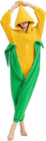 Adult Food Costume - Corn Popcorn Candy Corn Halloween Onesie Pajamas Cosplay One-Piece Jumpsuit for Women Men in Saudi Arabia