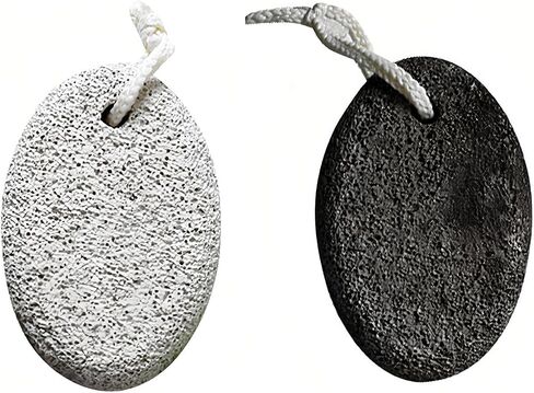 Natural Lava Pumice Stone 2-Pack, Black & White Volcanic Foot Scrubber - Professional Callus Remover for Dead Skin & Hard Skin on Feet and Heels, Pedicure Exfoliator Tool in Kuwait