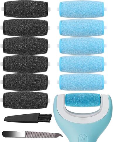 12-Pack Replacement Rollers, Compatible with Amope Pro Electronic Foot File, 6 Extra Coarse + 6 Regular Coarse Refills in Saudi Arabia